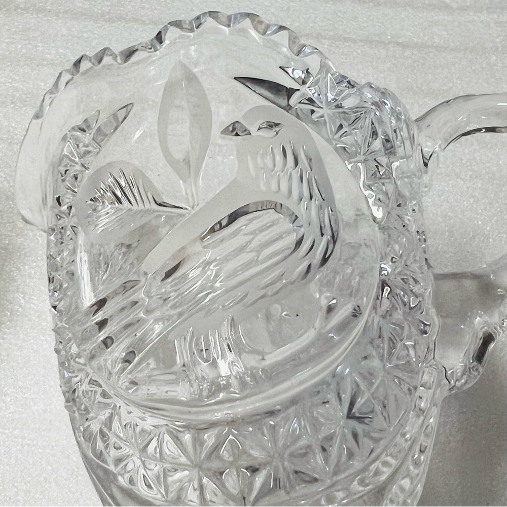 Vintage Hoffbauer Byrdes Lead Crystal Sugar and Creamer Set - Bird Motif - Picture 6 of 9